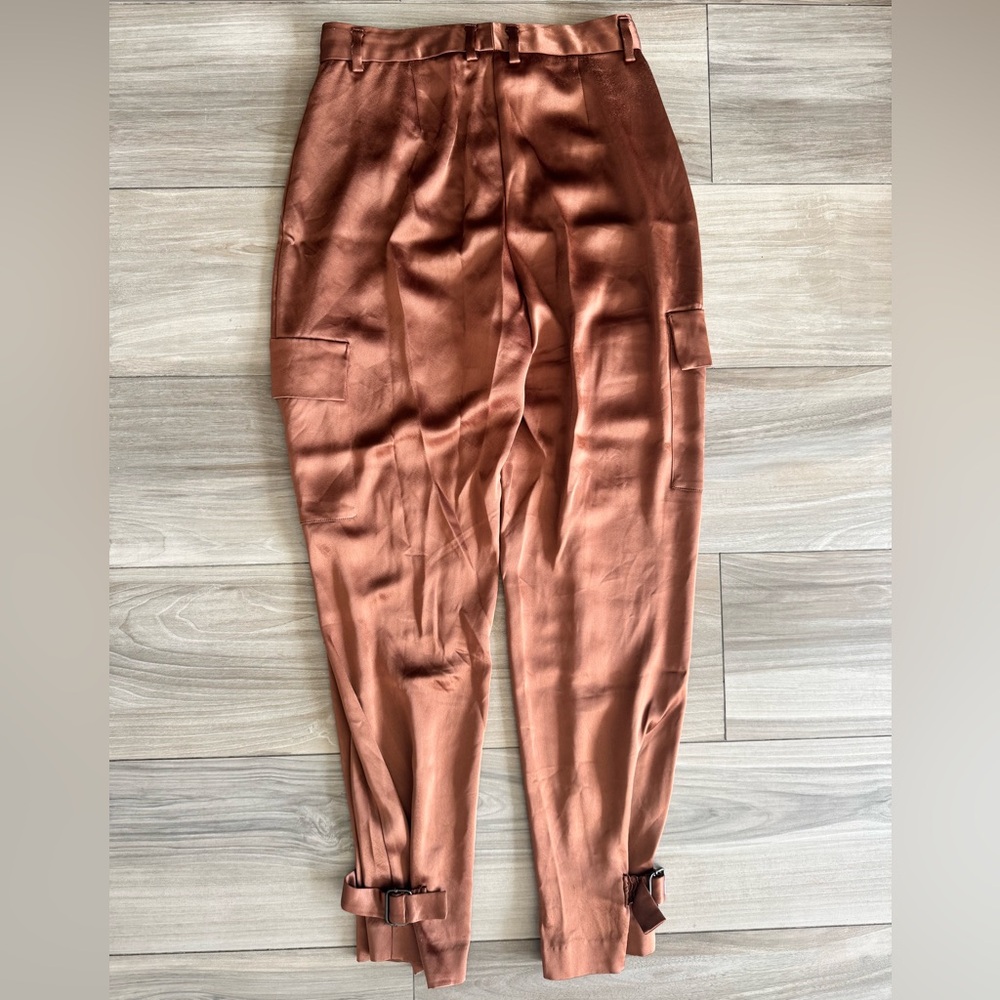 Aritzia Copper Satin Pantsuit